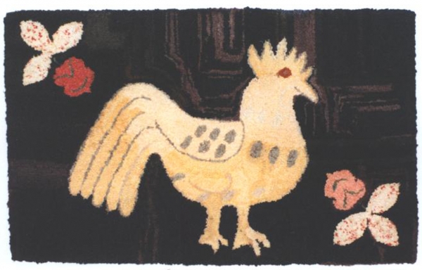 Rooster Hooked Rug