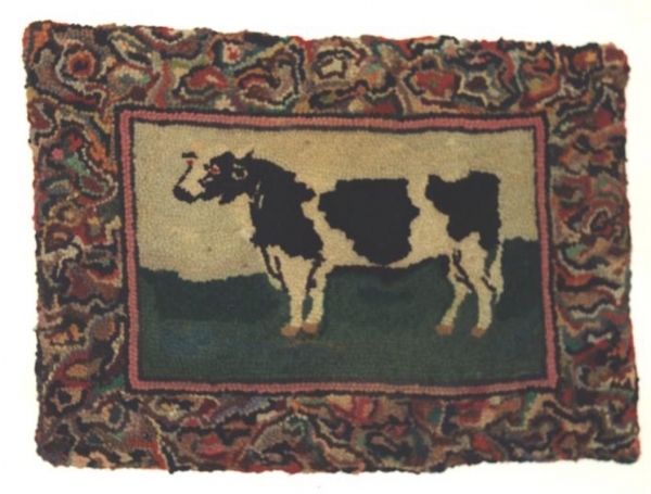 Cow Hooked Rug