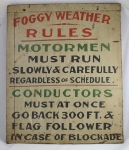 Click to view Antique Wooden Trolley Train Sign photos
