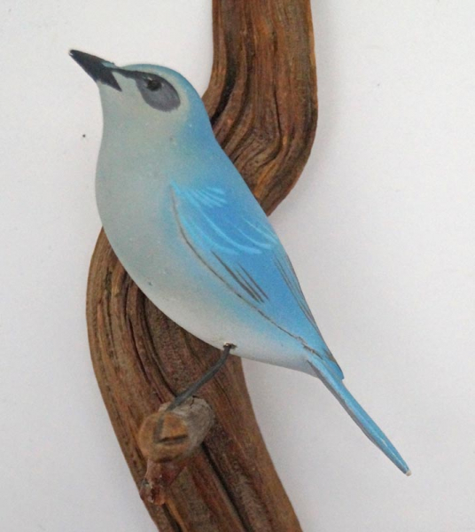 Song Bird Mounted on Branch Wood Carving