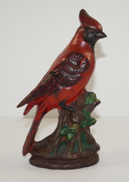 Antique Cardinal Bird Cast Iron Doorstop