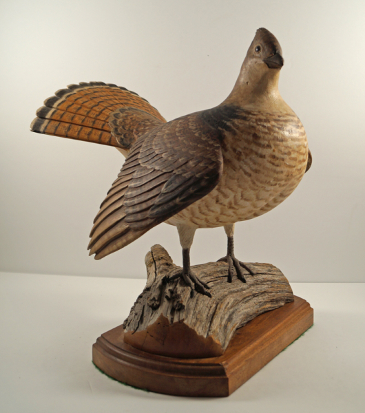 Life-Size Ruffed Grouse Wood Carving Finney