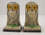 Click to view Antique Owl on Book Cast Iron Bookends  photos