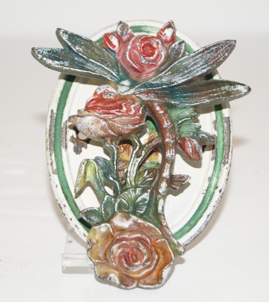 Antique Dragonfly Roses Cast Iron Doorknocker