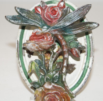 Thumbnail Image: Antique Dragonfly Roses Cast Iron Doorknocker
