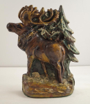 Click to view Antique Moose in Forest Cast Iron Doorstop photos