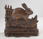 Click to view Antique Rabbit by Fence Cast Iron Doorstop photos