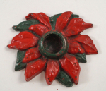 Click to view Antique Poinsettia Cast Iron Candle Holder photos