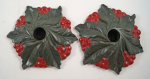 Click to view Holly Leaves & Berry Cast Iron Candle Holders photos