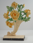 Click to view Yellow Roses Flower Cast Iron Hubley Doorstop photos