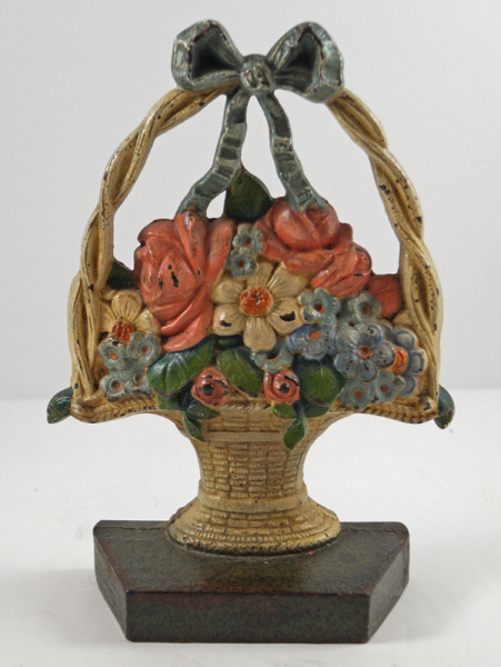 Mixed Flowers in Basket Cast Iron Doorstop