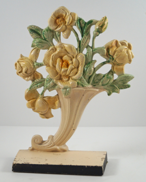 Yellow Roses Flower Cast Iron Hubley Doorstop