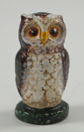 Click to view Antique Owl Bird Cast Iron Paperweight Wilton photos