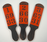 Click to view 3 Wooden Carnival Game Wheel Betting Paddles  photos
