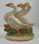 Click to view Three Geese Bird Cast Iron Hubley Doorstop  photos