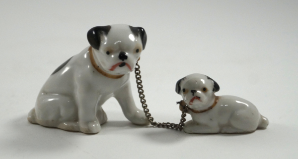 Vintage Pug Dogs Porcelain Figurines