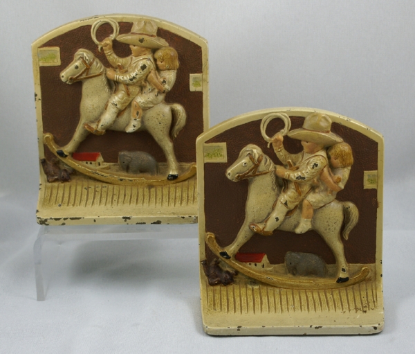 Children on Rocking Horse Bookends