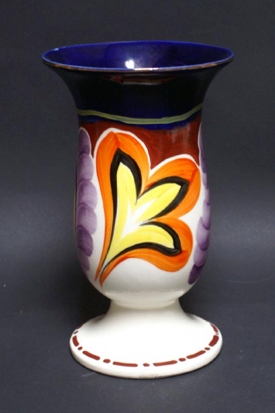Hand Painted Art Deco Pottery Czech Vase 