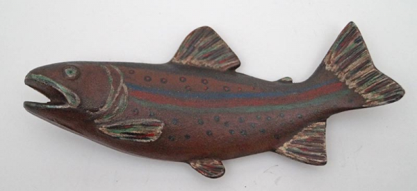 Antique Trout Fish Cast Iron Paperweight