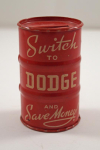 Click to view Antique Dodge Car Saves Barrel Tin Still Bank photos