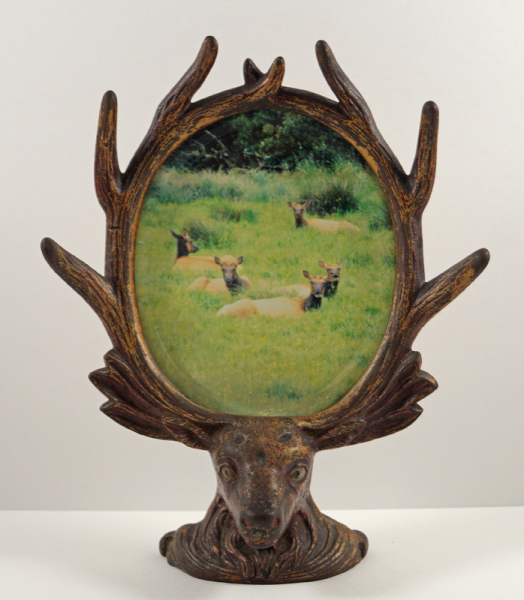 Antique Elk Cast Iron Frame 1920s
