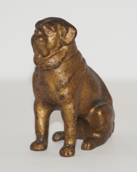 Antique Pug Dog Cast Metal Paperweight