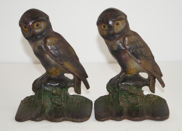 Antique Owl on Branch Cast Iron Bookends