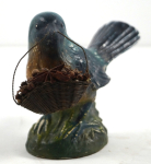 Thumbnail Image: Antique Blue Bird w/ Basket Chalk Figurine 