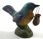 Thumbnail Image: Antique Blue Bird w/ Basket Chalk Figurine 