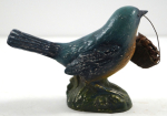 Thumbnail Image: Antique Blue Bird w/ Basket Chalk Figurine 