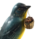 Thumbnail Image: Antique Blue Bird w/ Basket Chalk Figurine