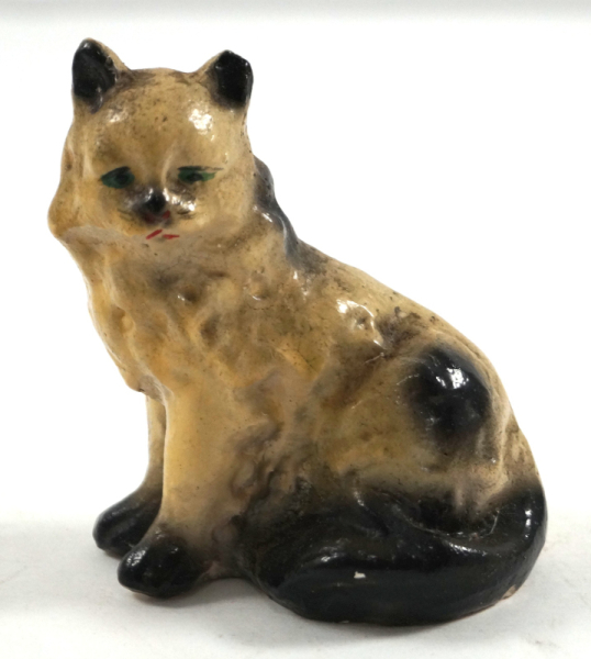 Antique Sitting Cat Kitten Chalk Figurine