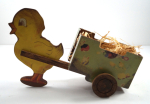 Click to view Easter Chick Pulling Cart Candy Container Toy photos