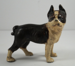 Click to view Boston Terrier Dog Cast Iron Penny Still Bank photos